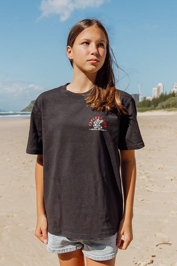 Kids Catch & Release Tee - Faded Black