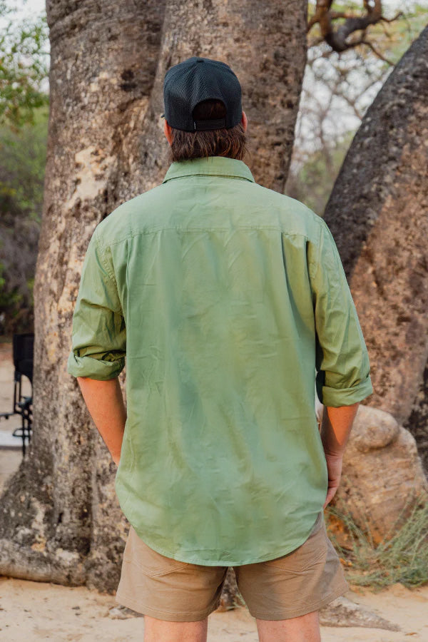 Mens Half Button Adventure Shirt - Cactus