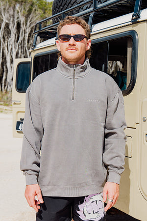 Explore Life Premium Quarter Zip - Faded Grey