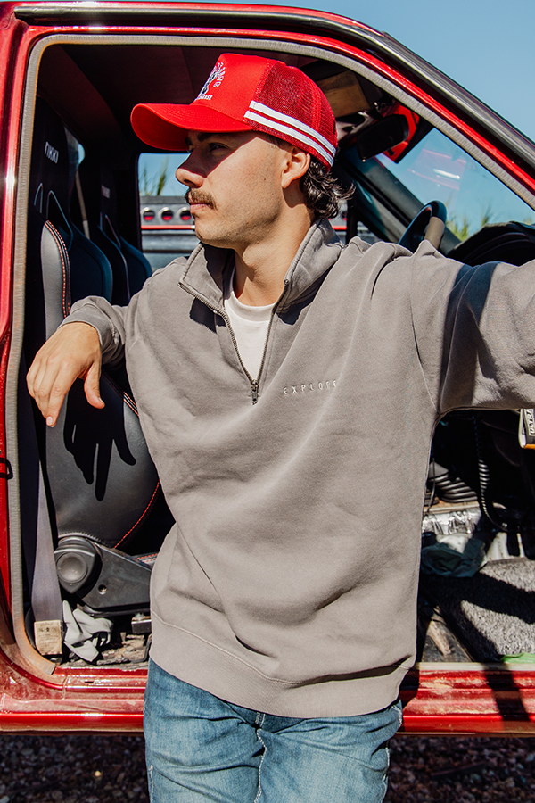 Explore Life Premium Quarter Zip - Faded Grey