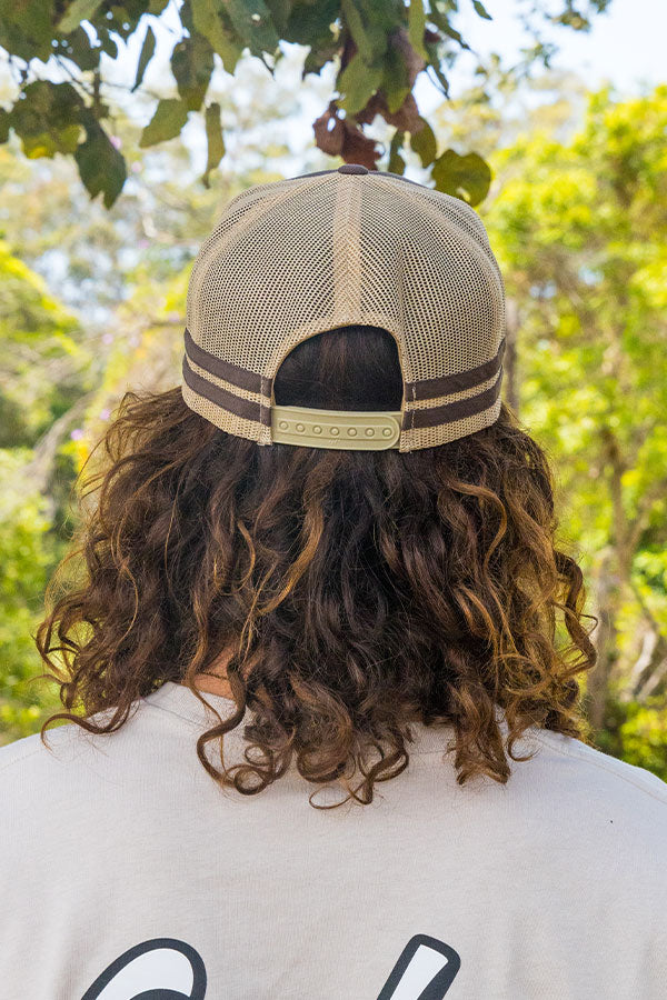 Explore Retro Shaka Patch Trucker Hat - Brown/Khaki