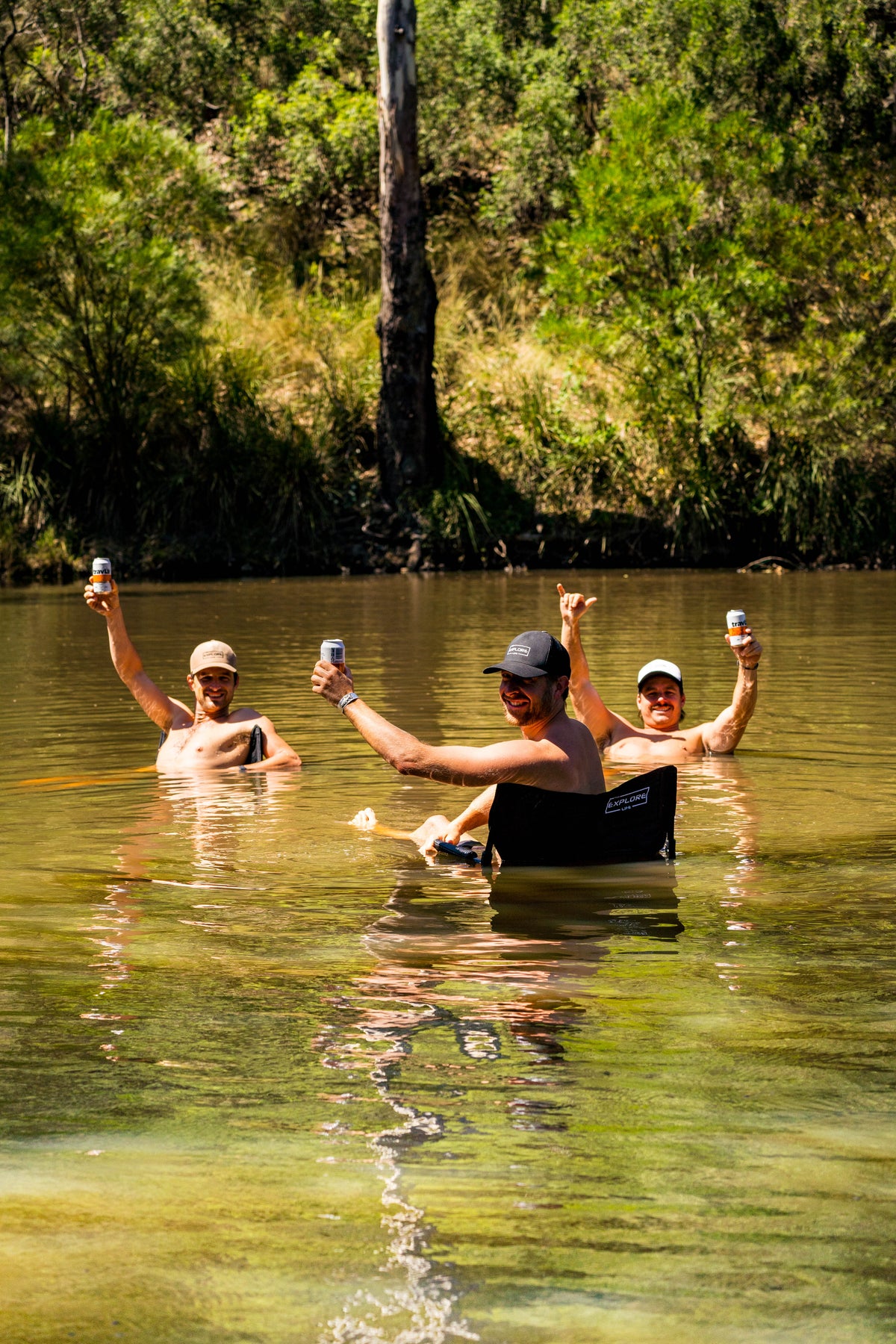 Camping chairs in the river