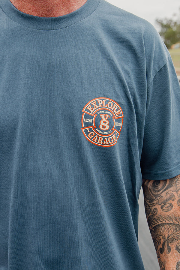 V8 Garage - Classic Tee - Petrol Blue