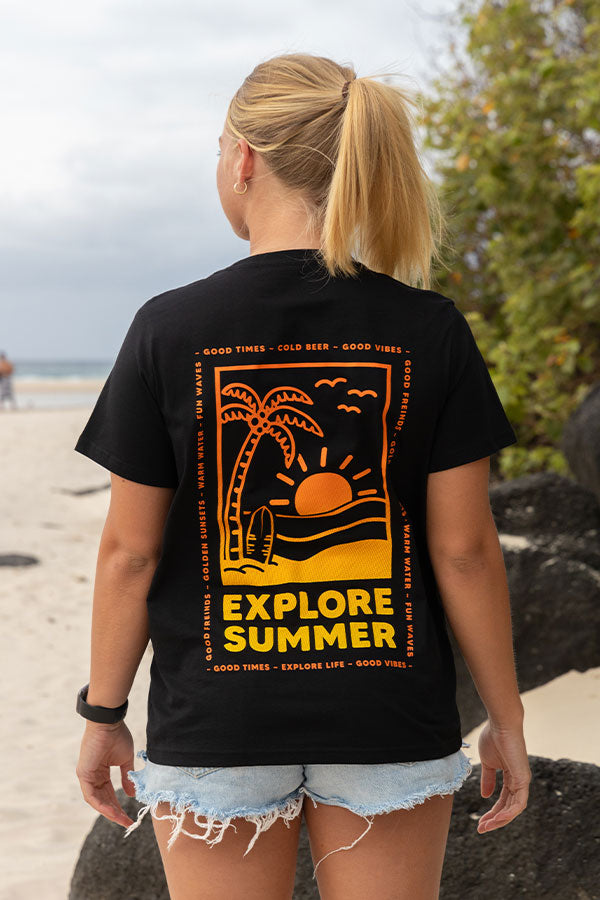 Womens Explore Summer Tee - Black