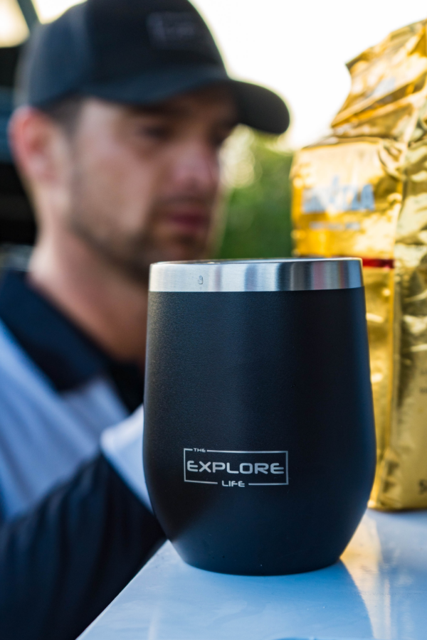 EXPLORE LIFE WINE TUMBLER - BLACK