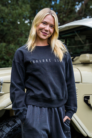 Womens Relax Crew - Faded Black