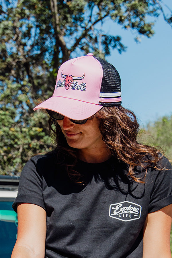Explore Yeah Bull Trucker Hat - Pink/White
