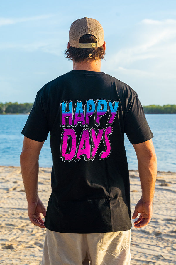 Retro Happy Days - Tee - Black