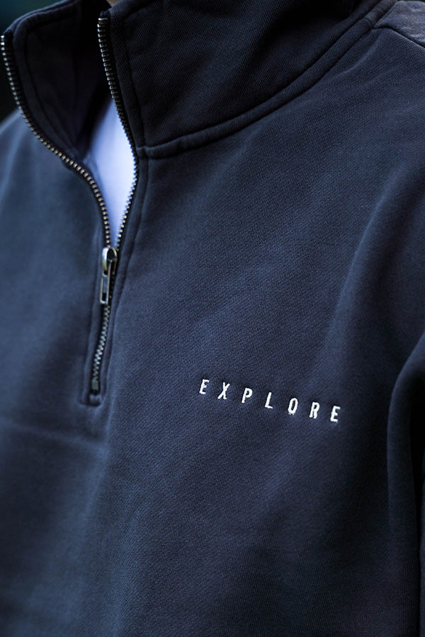 Explorezip Explore Life Premium Quarter Zip - Faded Black – The Explore Life