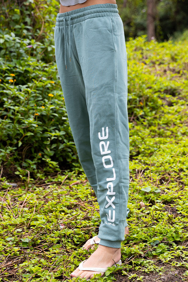 Womens Explore Stretch Logo Track Pants - Sage