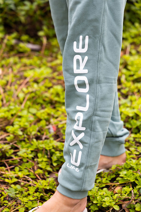 Womens Explore Stretch Logo Track Pants - Sage