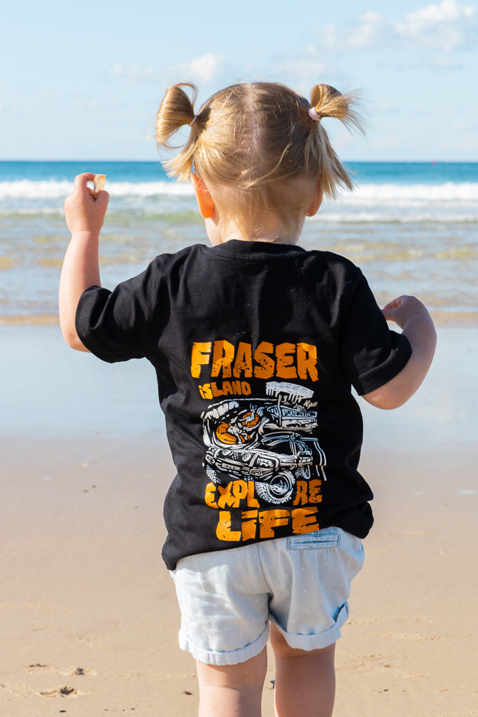 Kids Explore Destinations: Fraser Island - Tee - Black