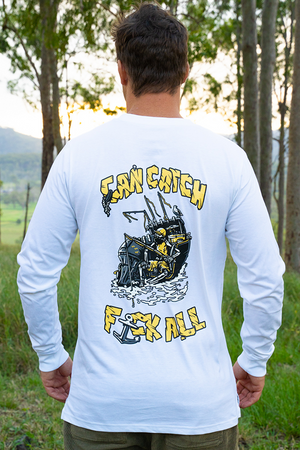 Explore Life Can Catch  Long Sleeve Tee - White