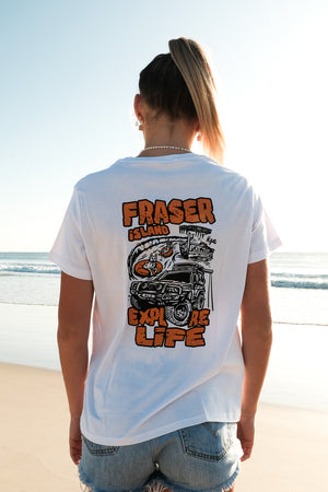 Womens Explore Destinations: Fraser Island - Tee - White