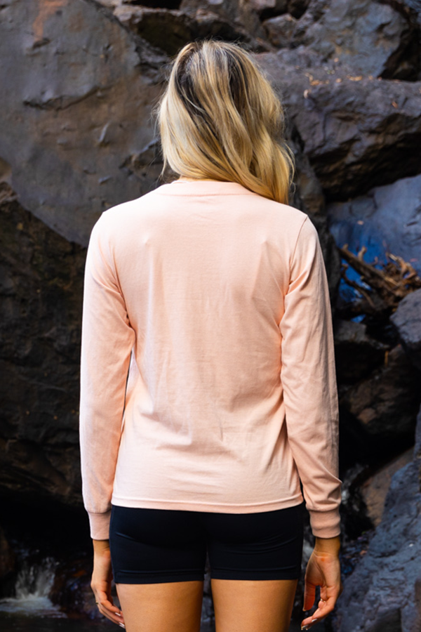 Womens Explore Signature Long Sleeve Tee - Pale Pink