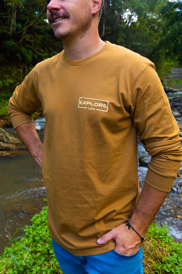 Explore Life Lifestyle Long Sleeve Tee - Camel