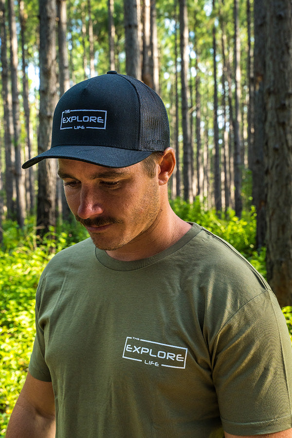 Explore Curved Trucker Hat - Black