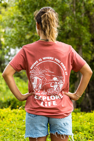 Womens - Home Is Where You Park It (Caravan Living) - Tee - Coral